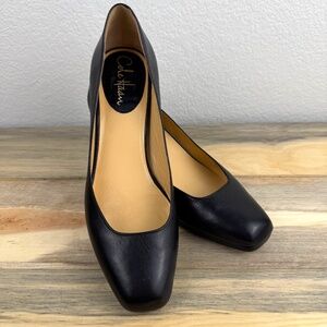 Cole Haan Nike Air Collab Black Leather Pump Kitten Heel Square Toe Size 8AA
